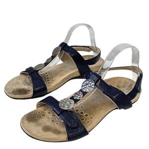 Vionic Womens Farra Lizard Sandals, Sling Back, Blue, Metal, Comfort, Size 10